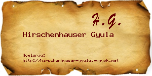 Hirschenhauser Gyula névjegykártya